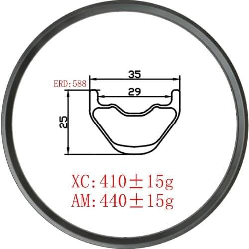 29er MTB XC AM 35mmx25mm Hookless tubeless carbon rim 25mm deep Disc carbon fiber UD 3K matte glossy cross country mountain bike