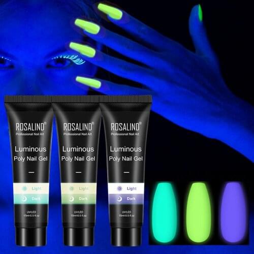 3 Color/Set Luminous Nail Art Decorations Glow Nail Gel Kit Fluorescent Glitter Glow Pigment UV Gel