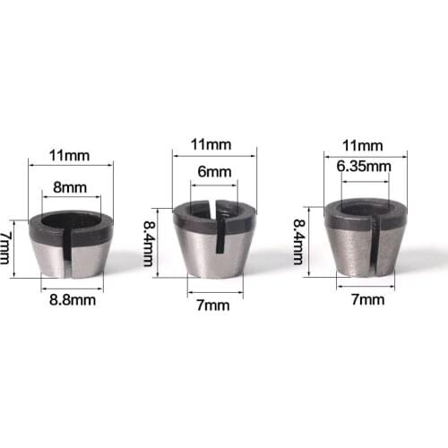 3pcs/lot High Precision Adapter collet shank router tool Adapters holder 6mm/6.35mm/8mm