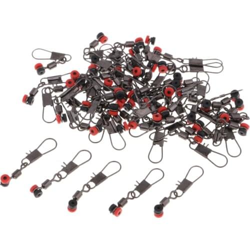 50 Pieces Fishing Barrel Rolling Swivels with Interlock Snaps Connectors High Strength Corrosion Resistance