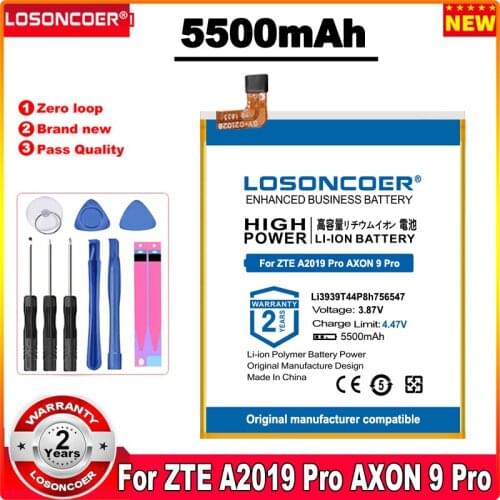 LOSONCOER 5500mAh Li3939T44P8h756547 Mobile Phone Battery For ZTE A2019 Pro AXON 9 Pro A2020 A2020N2 Axon 10 Pro 5G Battery