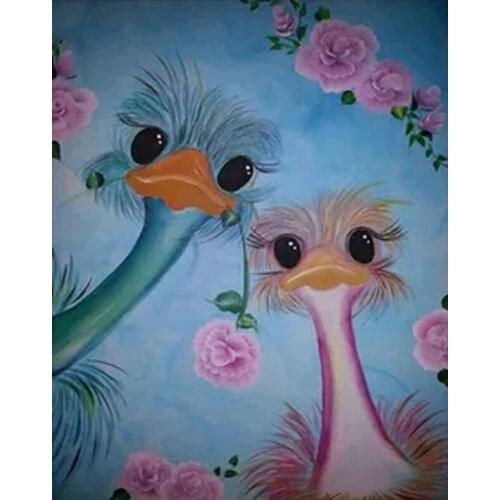 5D Diy Diamond Painting Animals ostrich Pictures by number Full Round Square Drill Rhinestones Mosaic Wall StickersZP-2272