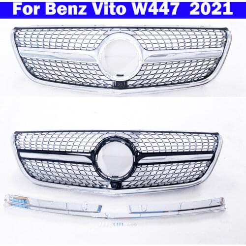 Car Styling Center Grill For Mercedes-Benz Vito W447 2021 Modified for Diamond style Front Bumper Vertical Bar Middle Grill
