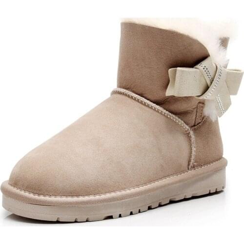 2020 High Quality Women Natural Snow Boots Genuine Leather Fashion Women Boots Warm Female Winter Shoes Free Ship