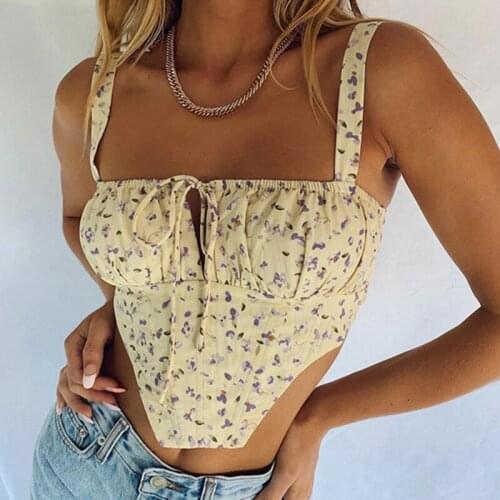 FUFUCAILLM New Floral Bustier Cami Top 90s Vintage Skinny Corset Sexy Backless Zip Up Cropped Y2K Low Cut Vest For Women Vintage