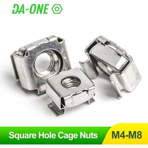 M4 M5 M6 M8 Square Hole Hardware Cage Nuts 5/10 Pcs Stainless Steel Quartet Floating Insert Nut for Rack Mount Server Cabinet