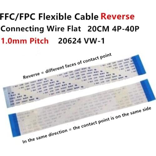 5pcs FFC/FPC Ribbon Flexible Flat Cable Wire 4/5/6/7/8/10/12/14/16/18/20/22/24/26/28/30/32/34/36/38/40P Pitch 1.0mm
