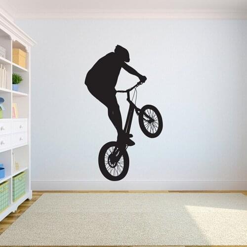 Mountain stunt bicycle sport Wall Sticker kids boys teenager room decoration DIY vinyl Decal Bedroom sport wall art Mural G986
