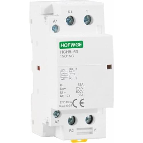 HCH8-63 Modular Contactor 2P 63A 2NO or 2NC 1NO1NC 220V Automatic Household Contactor Din Rail Type
