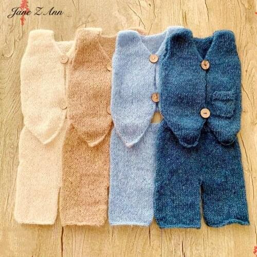 Jane Z Ann new arrival mohair photography clothing newborn baby multi-color soft gentlemen outfits studio twins shooting props