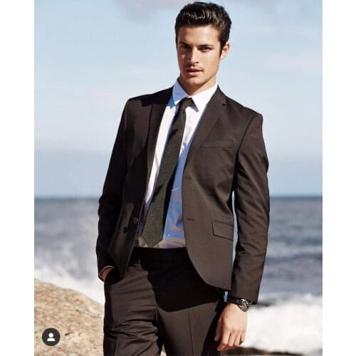 Latest Wedding Black 2 Pieces Summer Beach Men Suits Costume Homme Mariage Groom Prom Blazer Masculino Terno Tuxedo Jacket+Pant