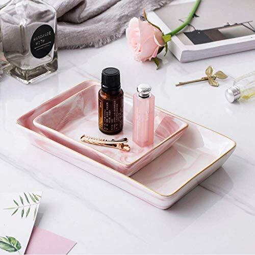 Creative Gold Marble Ceramic Plate Dish Dessert Food Plate Jewelry Ring Necklace Dish Bathroom Vanity Storage Tray Trinket Dish