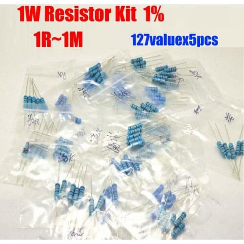 1W Metal Film 127valuesX5pcs=635pcs Resistor Kit 1R~1M Resistor Pack