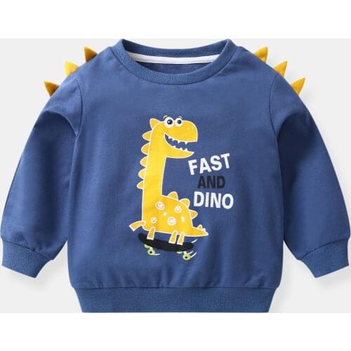 Dinosaur Cute Pattern Sweatshirts for Boys Casual Kids T shirts Tops Outwear Spring Fall Childrens Clothes Clothing