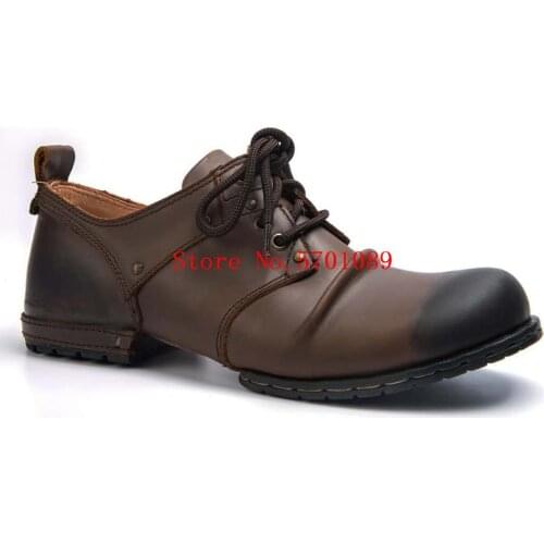 Man Handmade Genuine Cow Leather Ankle Boots Fashion Shoes Boots Men Leather Shoes Vintage Oxford Ankle Boots
