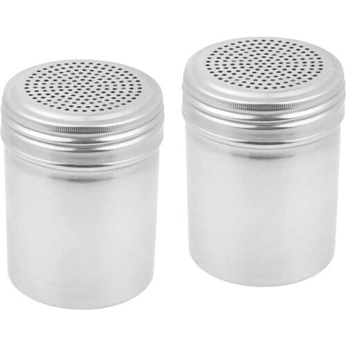 Set of 2) Dredge Shakers 10 oz, Stainless Steel Spice Shakers Baking/Cooking