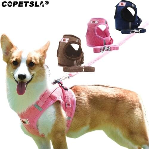 Copetsla New Breathable Small Dog Pet Harness and Leash Set Puppy Cat Vest Reflective Harness Collar For Chihuahua Pug Bulldog