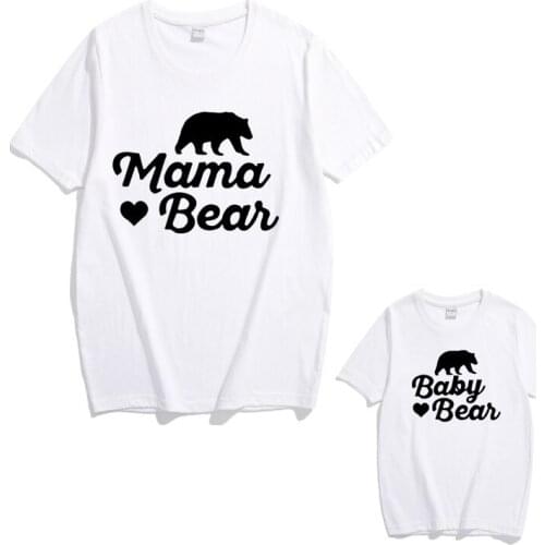 Mommy and Me Clothes Mom Mum Baby Clothing Polar Bear T Shirt Family Matching Outfits Look Mother Daughter/son Tshirts
