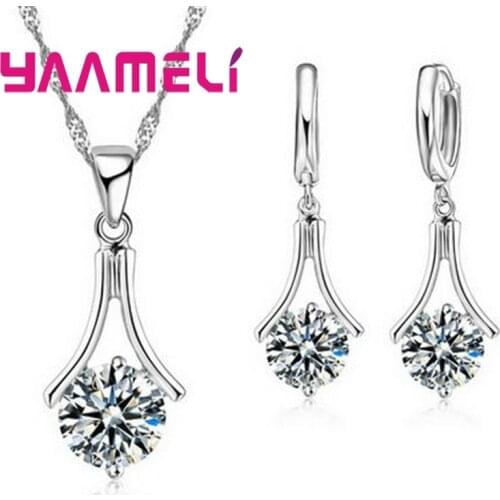 925 Sterling Silver Necklace+Earrings Sets Romantic And Cute Style Human Shape For Women Valentines Day Present