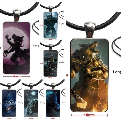 Werewolf Film For Girls Gift Fashion Glass Cabochon Pendant Rectangle Necklace Choker Necklace Jewelry