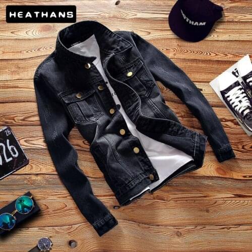 Spring Autumn Mens Denim Jacket Oversize Youth Jean Jacket Men European American Black Casual Top Plus Size S-5XL Male Clothing