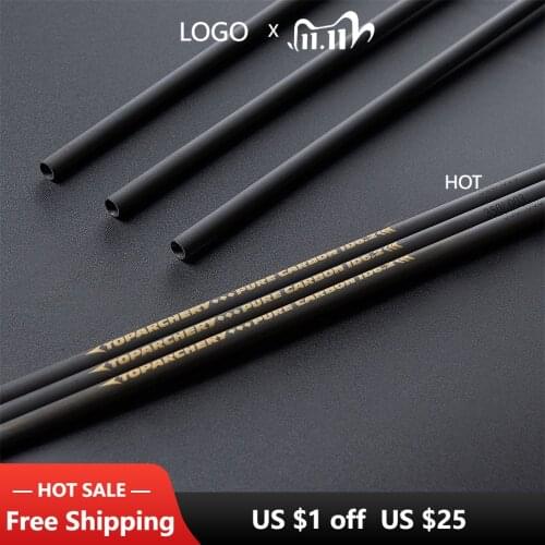 33 Inch Archery Pure Carbon Arrows Shaft Raw Bare Shafts Tube ID 6.2mm for DIY Hunting Carbon Arrow Shooting Practice