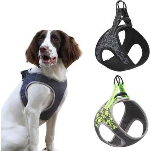 Dog Harness Collar Reflective Breathable Adjustable Dog Vest Safety Dogs Training Walking Harnesses No Pull Dogs Accessories