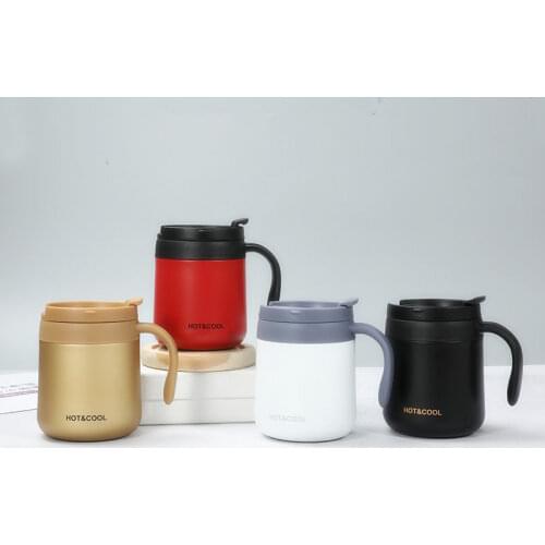 350/500ML 304 Stainless Steel Thermos Mugs Office Vacuum Cup With Handle Lid Insulated Tea mug Portable Thermos Cup Thermoses