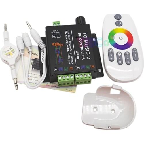 TQ Music 2 LED RGB Controller RF Remote Music Audio control DC12V 24V 18A 3 Channel for 3528 5050 SMD LED Strip Light