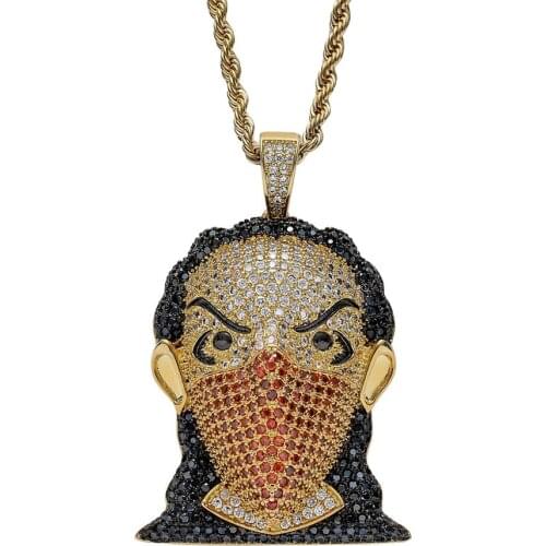 Hip Hop Micro Paved AAA Cubic Zirconia Bling Ice Out famous Rapper character Pendants Necklaces for Men Jewelry Drop Shipping