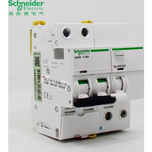 Schneider Circuit Breaker Acti9 iC65N Air Switch with Leakage Protector Air Open Total 2P 10A 16A 20A 25A 32A 40A 50A 63A