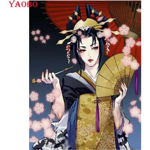 Japanese Kimono Girls Flowers Diamond Painting Cross Stitch Diamond Embroidery Home Decor Mosaic Pictures Pastes 5D Art