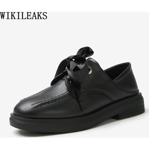 Harajuku Shoes Leather Casual Shoes Low Heels Oxford Shoes for Women 2021 Fashion Women Block Heels Zapatos De Mujer Zapatos