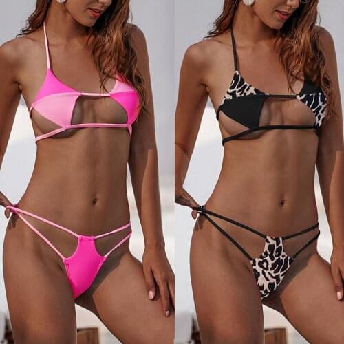 Womens Thong Bandage Sexy Bikini Low Waist Backless Push Up Two Piece Triangle Swimwear Lace Hollow Fashion Fits Bathing Sets