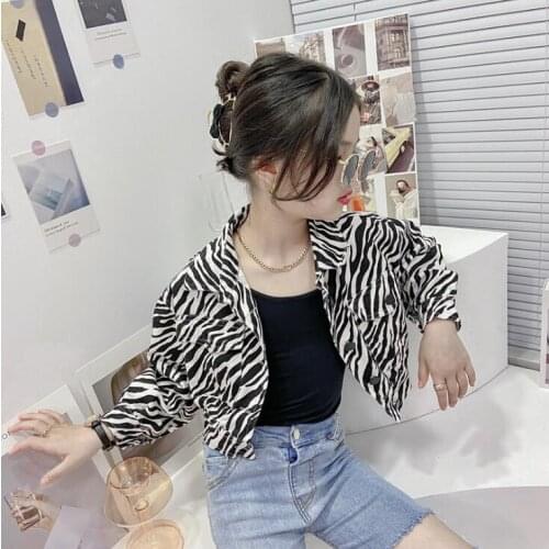 2021 Korean style girls leopard coat cotton full sleeve spring girls coat 4-9t A818
