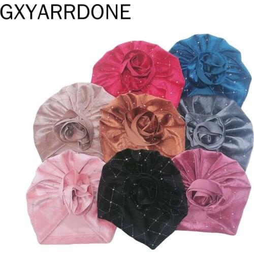 10pcs/lot 2020 New Baby Hat Accessories Newborn Toddler Kids Baby Boy Girl Turban Velvet Beanie Hat Cap Solid Flower Soft Wrap