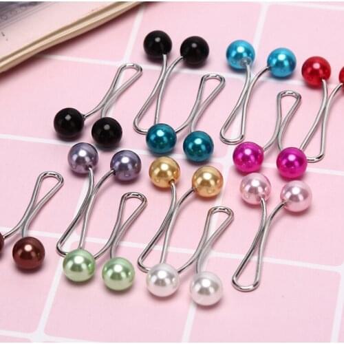 12pcs/lot Pearl Scarf Brooch Muslim Scarf Hijab Clips Pin Headscarf Shawl Scarf Lady Fixed Straps Anti Slip Brooch