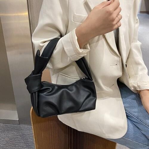2021 Korean Fashion Small soft bag Trends Pleated Womens leather bag Black White handbags brands Mini Cute ladies hand bags