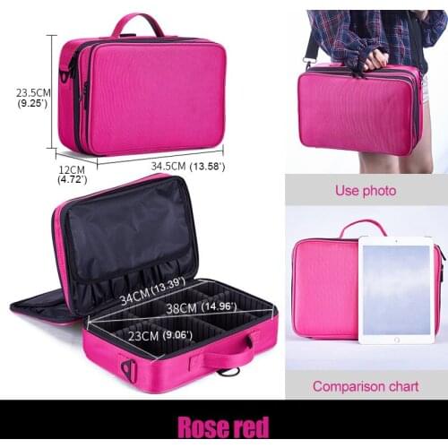 3 Layers Cosmetic Bag Beauty Artist Storage Cosmetic Organizer Brush Box Handbag With Strap -mx8