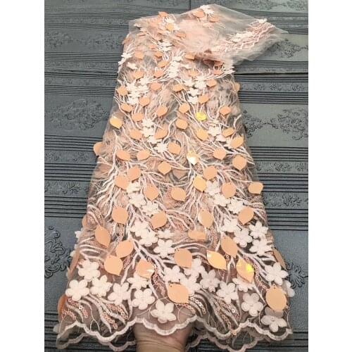 3D Flower 2020 French Tulle Lace Fabric With sequins African Lace Fabric High Quality For Nigeria Wedding Mesh Net Lace Material