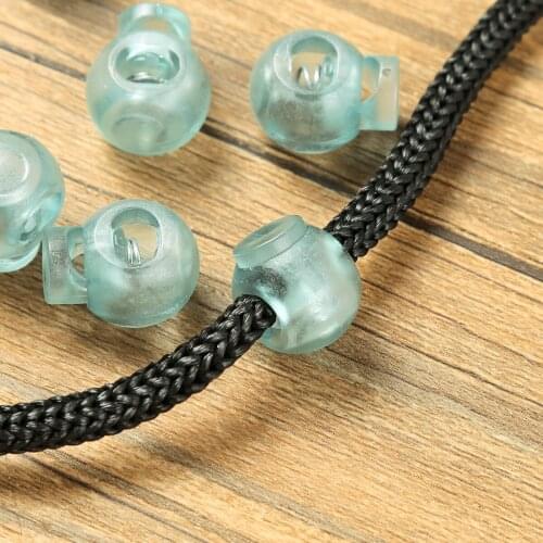 50Pcs Cord Stoppers Rope Ends Locks Clips Spring Loaded Lanyard Drawstring Toggles Single Hole Plastic Sliding Fastener Buttons