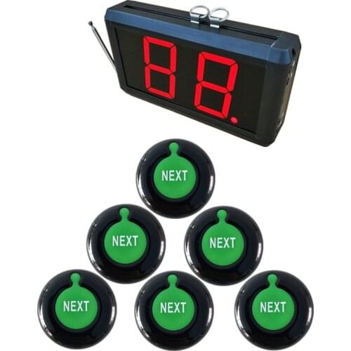 Wireless Take A Number System Queue Management System Led Screen with 6 Next Control Button