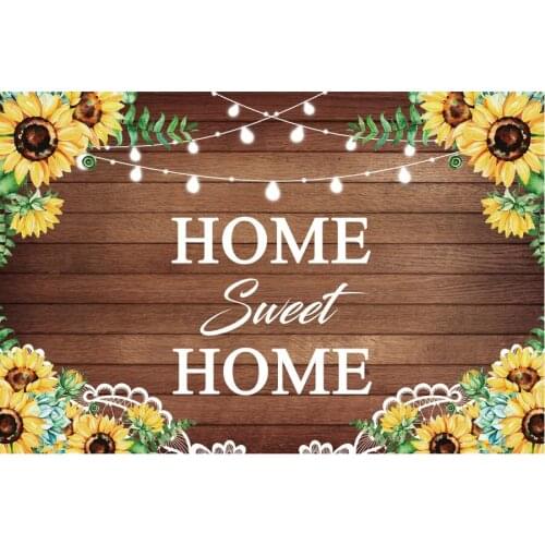 Wooden Board Home Sweet Sunflower Happy Birthday Backdrop Holiday Party Room Decor Photo Booth Studio Prop