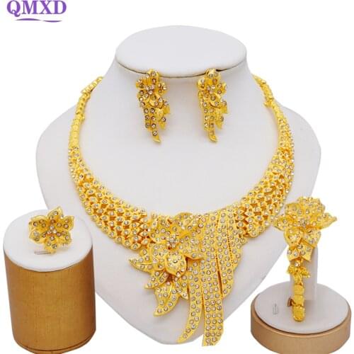 Ethiopia 24K Gold Color Dubai Jewelry Sets Women Wedding Gifts Necklace Earrings Bracelet Ring Jewellery Sets