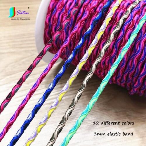 Sew Decorate Handmade Color Matching 3mm Round Wave Pattern Three-dimensional Colorful Elastic Band 10Meters A0272L