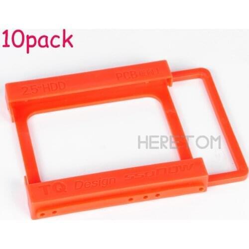 Heretom 10pcs/lot 2.5 to 3.5 inch SSD to HDD Mounting Rail Plastics Adapter Bracket Holder Dock Hard Drive Bracket Red TQ35T25