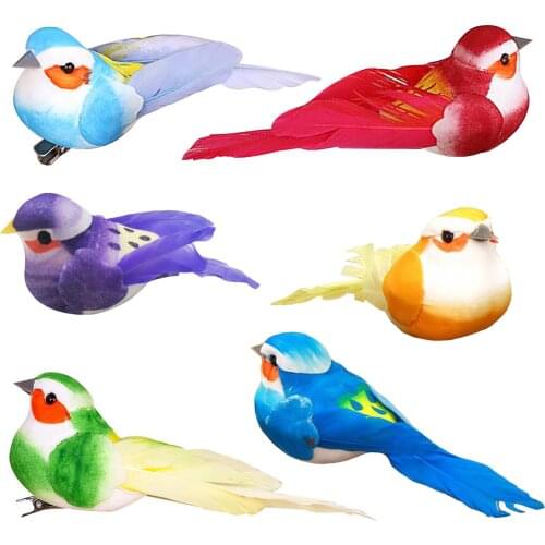 10/12pcs Artificial Birds Foam Fake Craft Birds Simulation Feather Birds Models Sparrow Colorful Bird For Home Garden Decor