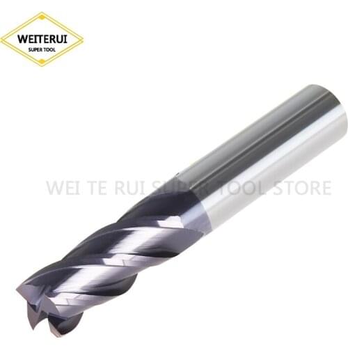 1PC HRC50 4 Flute Endmill 4mm 5mm 6mm 8mm 12mm Alloy Carbide Milling Tungsten Steel Milling Cutter End Mill Cutting