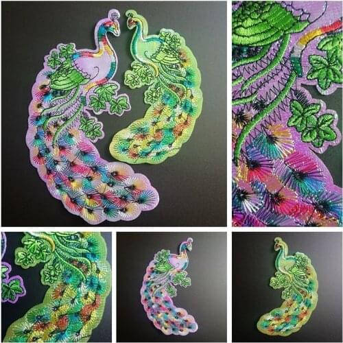 Colourful Beautiful peacock Embroidery Appliques Iron On Patches for Clothing Elk Head Stickers Cartoon Animal Badges Parches