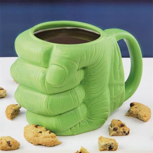 Creative Green Hulk Fist Ceramic Mug For Coffee Tea Milk Cups Anime Porcelain Drinking Mug home daily necessities kids Gifts